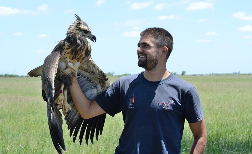 Diego with a Tagged Chaco Fledgling Diego with a Tagged Chaco Fledgling