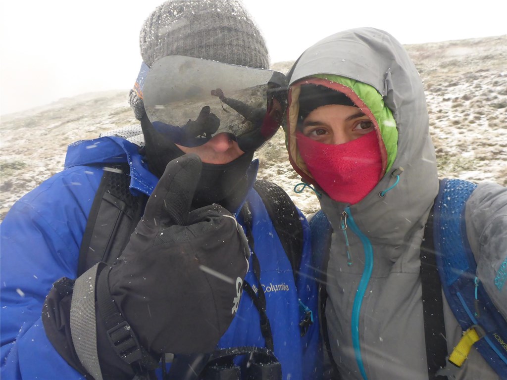 Katie Harrington and Jonathan Meiburg in Falklands Islands doing striated caracara research