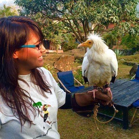Anisha with Egyptian Vulture Anisha with Egyptian Vulture