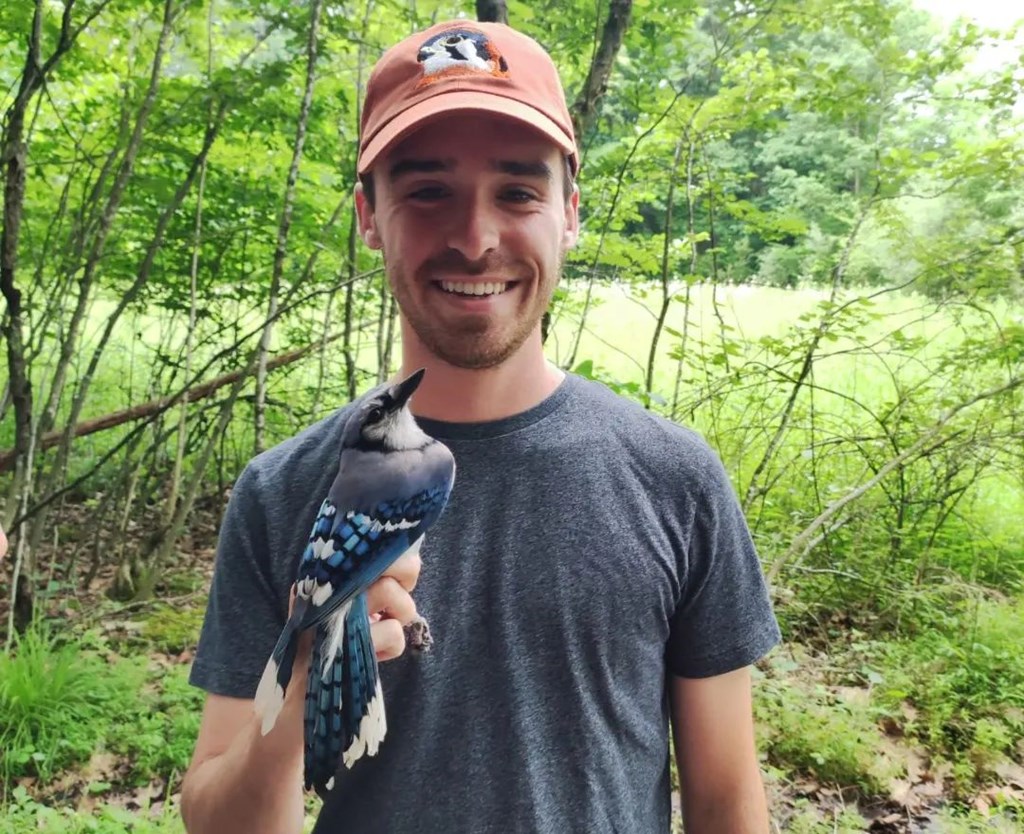 Trainee Matt Bowers with a Banded Blue Jay Trainee Matt Bowers with a Banded Blue Jay