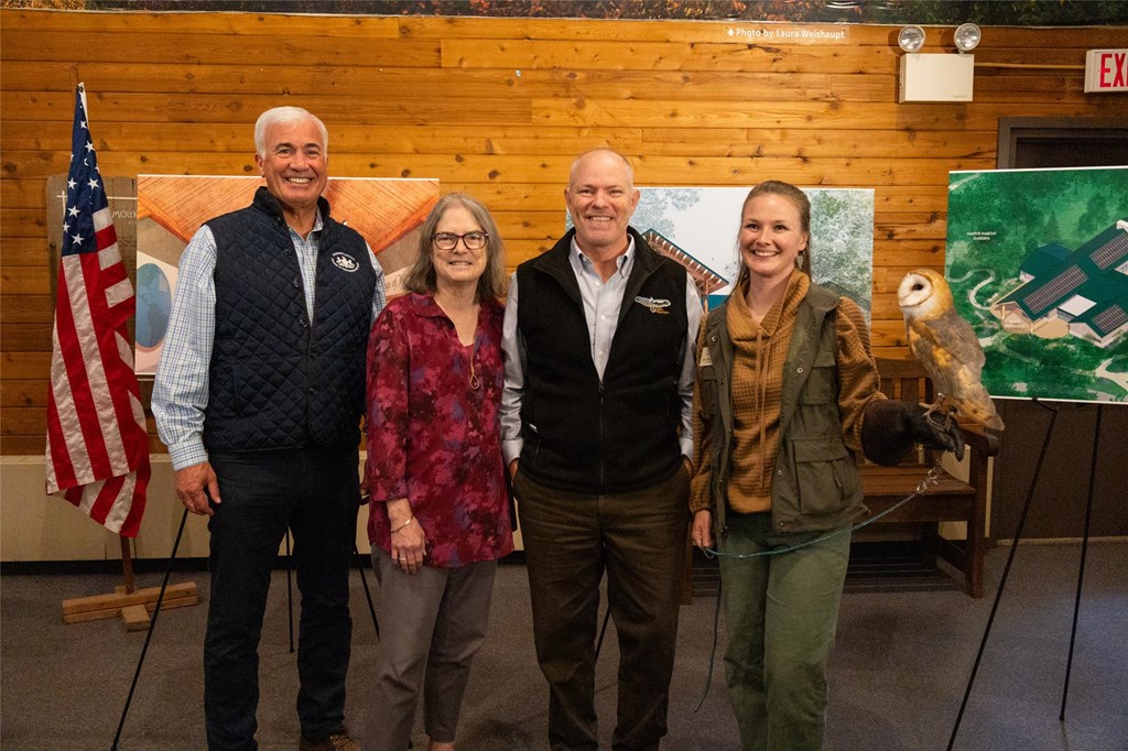 Jamie Barton, Beth Hucker, Sean Grace, Megan Roselli with Raptor Ambassador