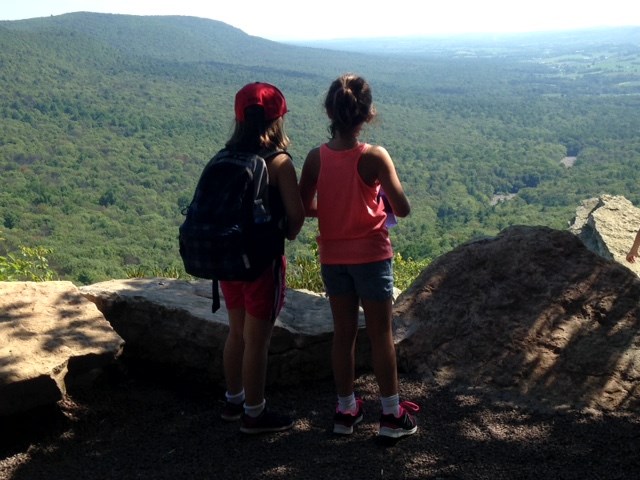 Two children enjoying the view of the valley from South Lookout