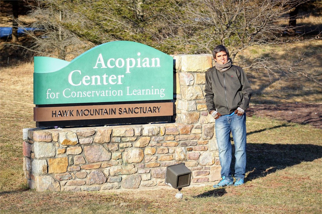 Fernando with Acopian Center sign