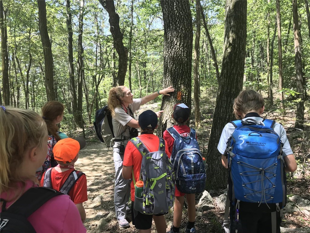 Jamie Hosting a Trail-side Education Program to Students Jamie Hosting a Trail-side Education Program to Students