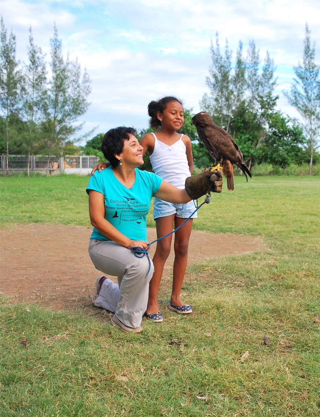 Yumei with education bird and student Yumei with education bird and student
