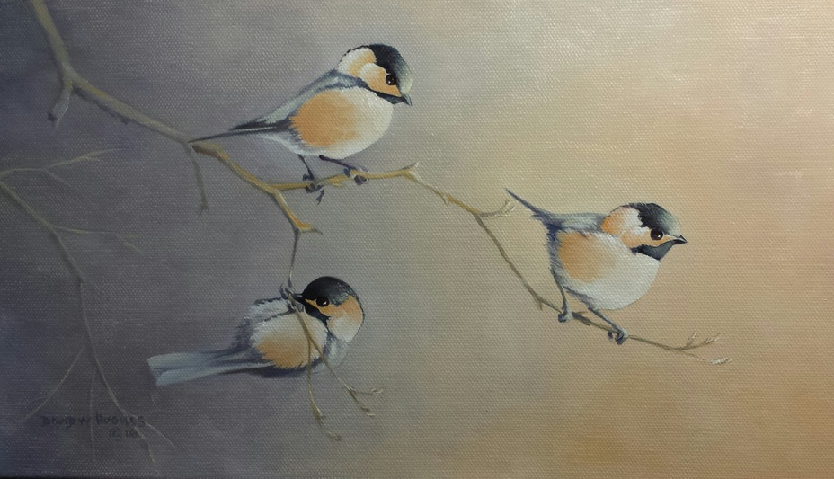 Nature Sketch of three birds perched on branches by Dave Hughes Nature Sketch of three birds perched on branches by Dave Hughes