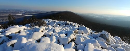 Snowy mountain scene