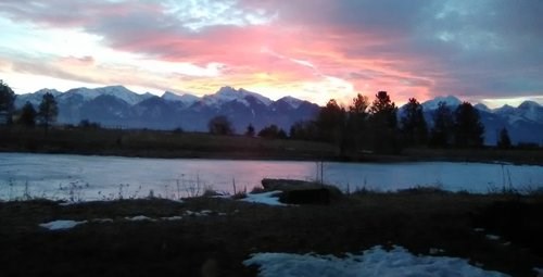 Spring sunrise in Montana, over the Mission Mountains.