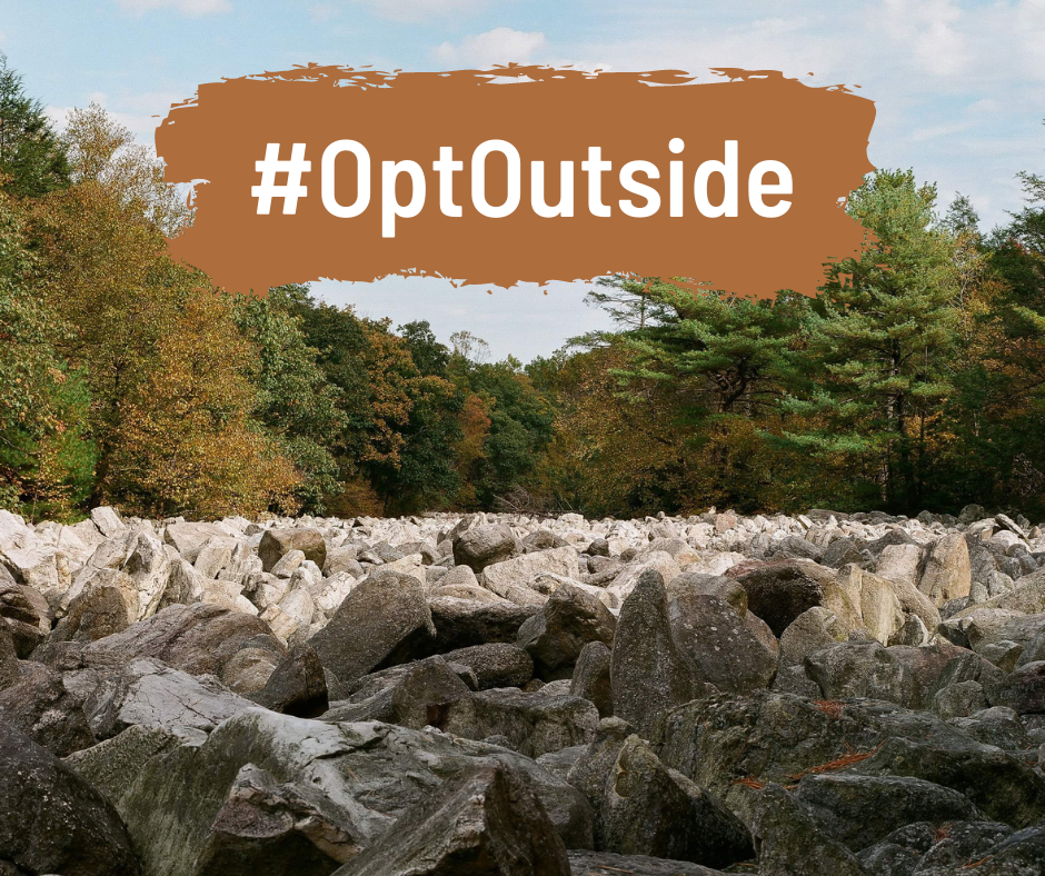 Opt Outside Graphic, River of Rocks Background Photo