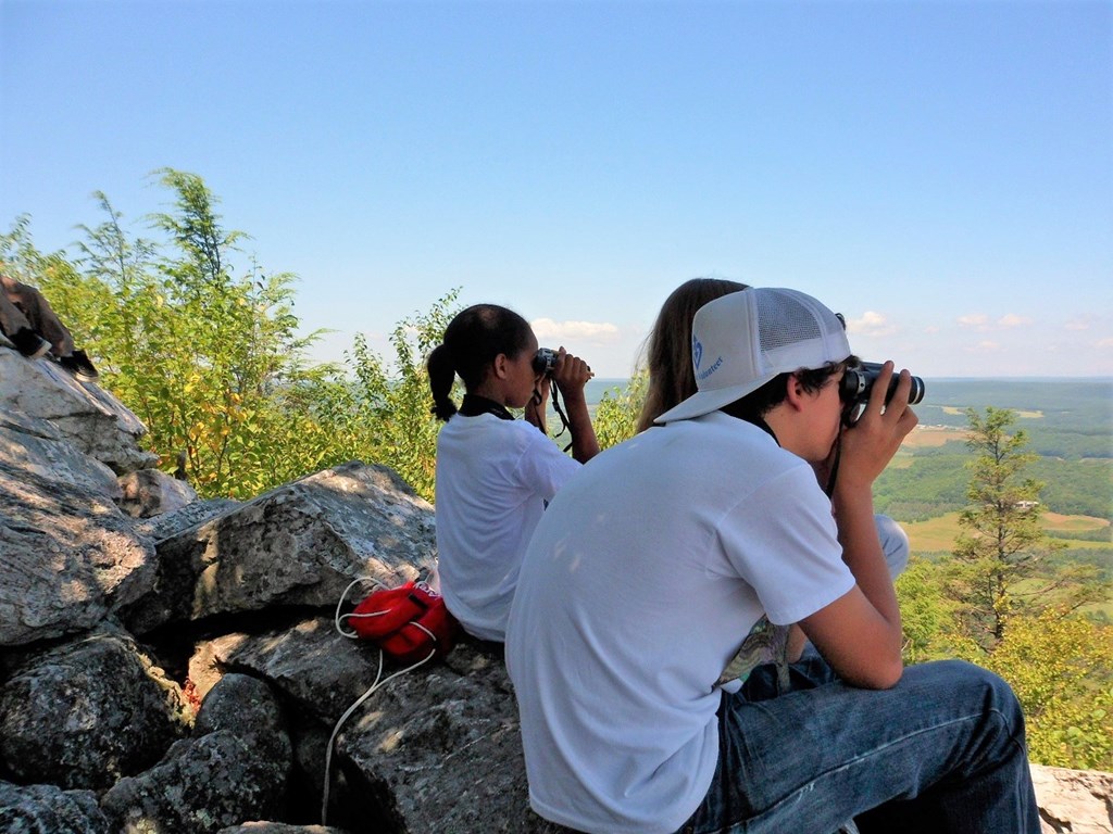 Summer Camp Participants use binoculars at North Lookout Summer Camp Participants use binoculars at North Lookout