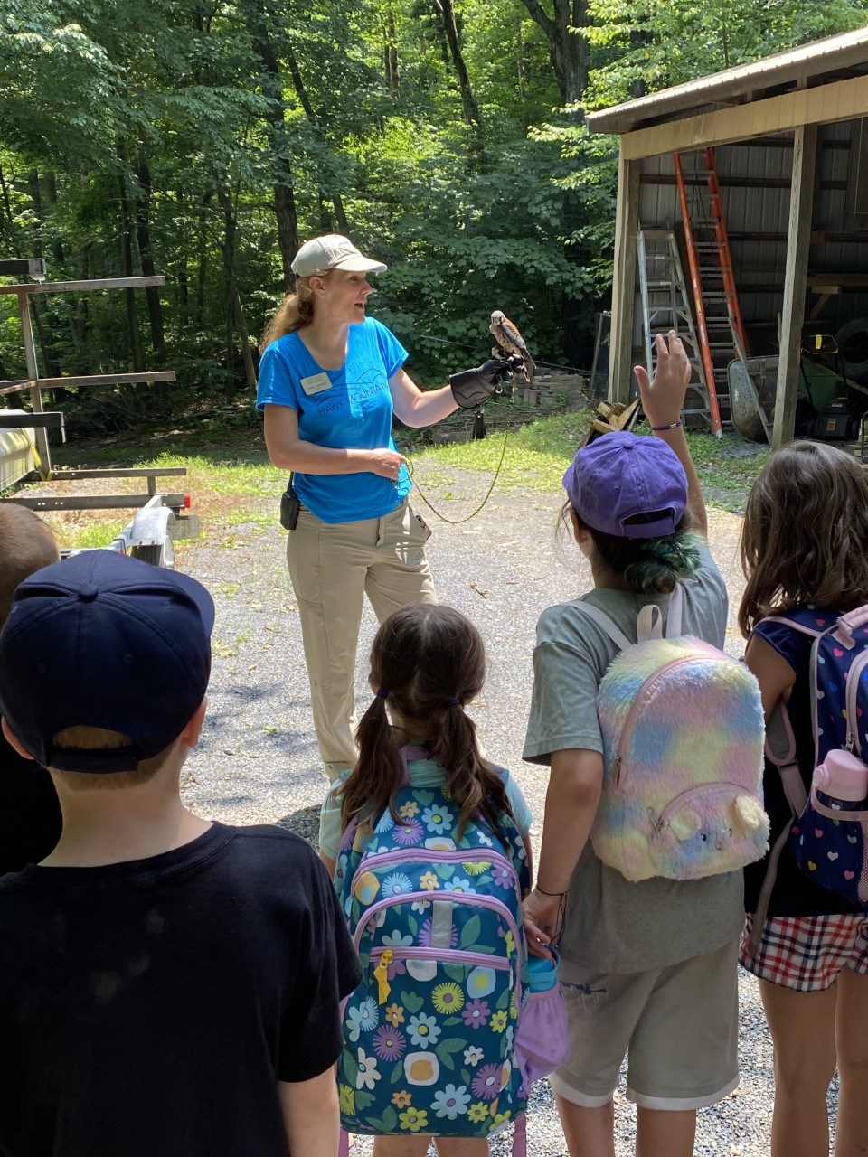 Jamie with American Kestrel at Summer Camp 2021 Jamie with American Kestrel at Summer Camp 2021