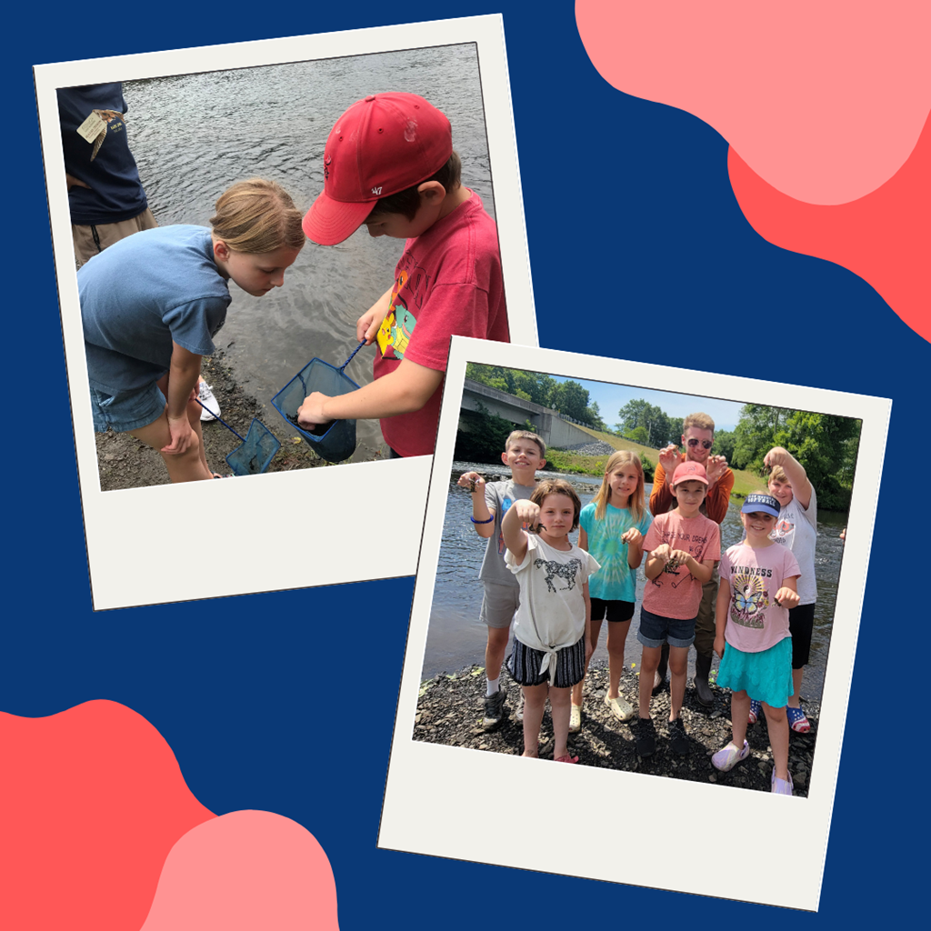 Children exploring wildlife from a creek Children exploring wildlife from a creek