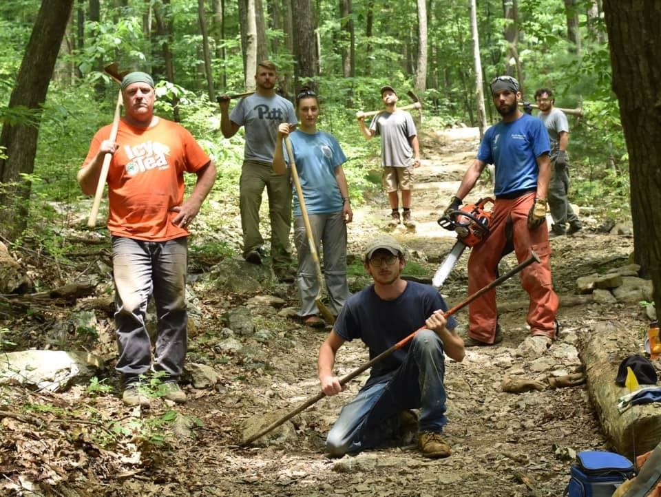 Stewardship Crew at work on the trail
