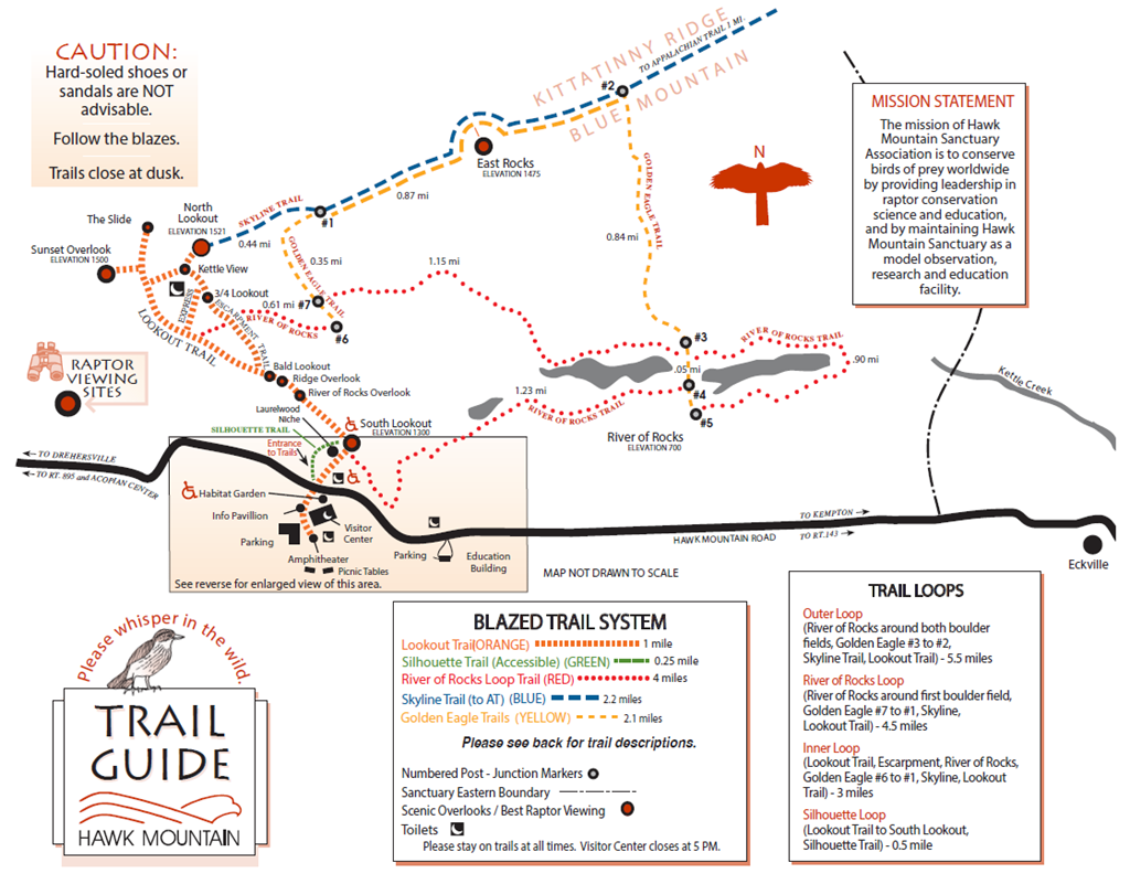 Hawk Mountain Trail Map as of February 2022
