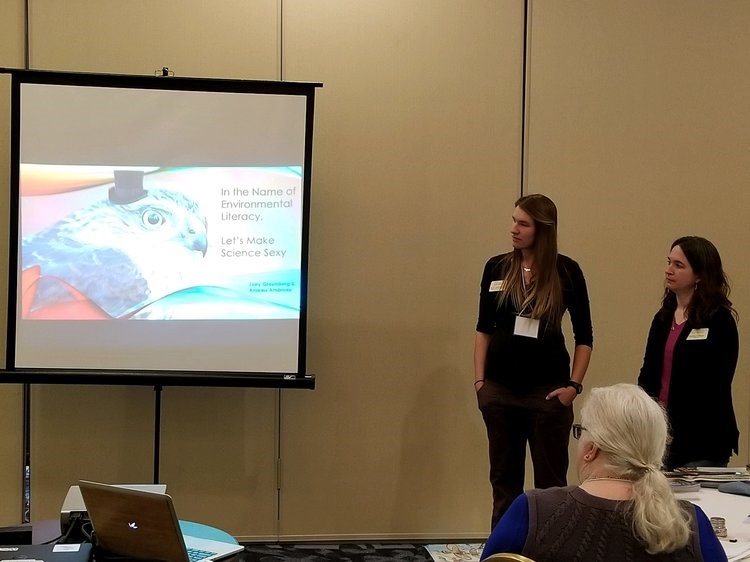 Zoey and Andrea presenting “In the Name of Environmental Literacy, Let’s Make Science Sexy.”